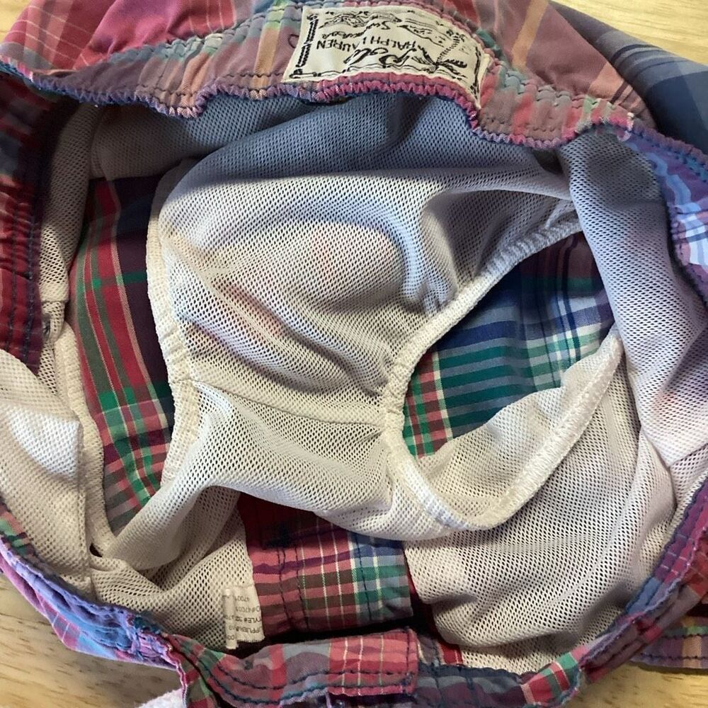 Boys Polo Ralph Lauren Plaid Swim Trunks -6 madras - Picture 4 of 4